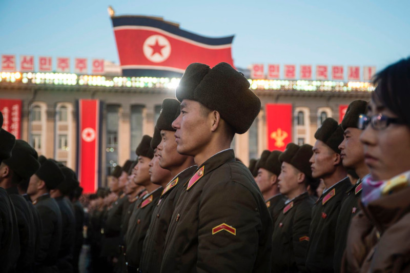 North Korean soldiers attend a mass rally in Kim Il-Sung Square in Pyongyang on Nov. 29, 2017.