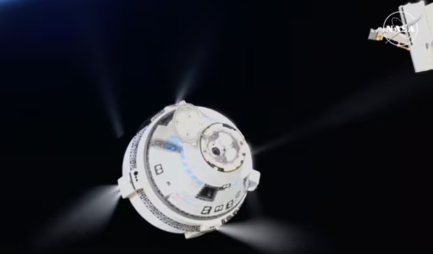 Starliner capsule landing at White Sands Space Harbor, New Mexico, without astronauts onboard.