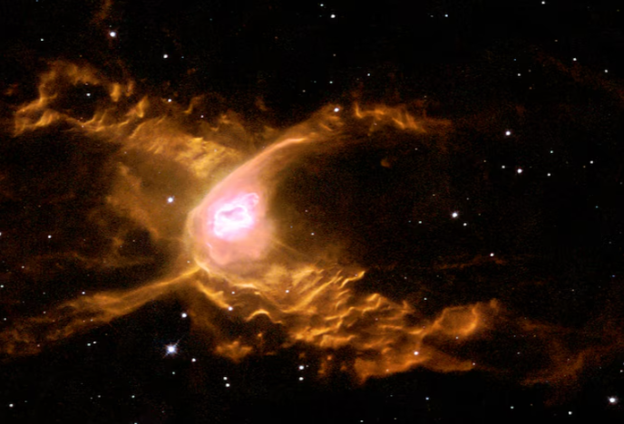 NASA’s new photo of the Red Spider Nebula shows vivid orange shockwaves and a glowing core, captured by the Hubble Space Telescope.