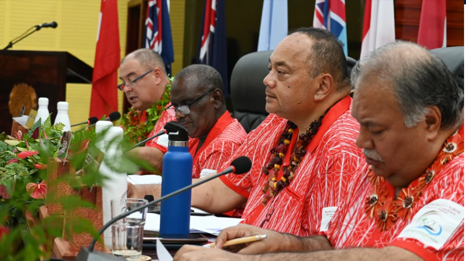 Pacific Islands Forum leaders discuss Taiwan's status during a summit, with China intervening to remove Taiwan's mention from the final statement.