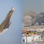 Thick black smoke rising from crash site of HAL Tejas fighter jet at Dubai Air Show near Al Maktoum International Airport.
