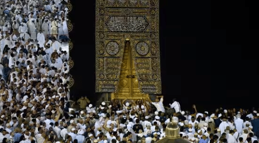 Worshippers perform the Umrah pilgrimage around the holy Kaaba in Mecca, Saudi Arabia