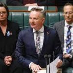 Climate Change Minister Chris Bowen speaking in the Australian Parliament about the country’s projected emissions and climate targets for 2030 and 2035.