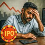 Retail investors checking IPO GMP on smartphones, influenced by social media hype and informal market chatte