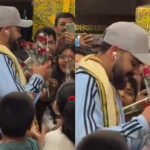 Virat Kohli being greeted by children with roses outside the Indian team hotel in Raipur ahead of the 2nd ODI against South Africa.