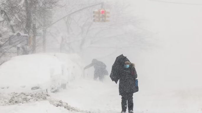 Snow-covered streets in New York City during the 2026 winter storm
