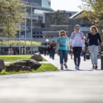 Heidelberg University campus with students walking