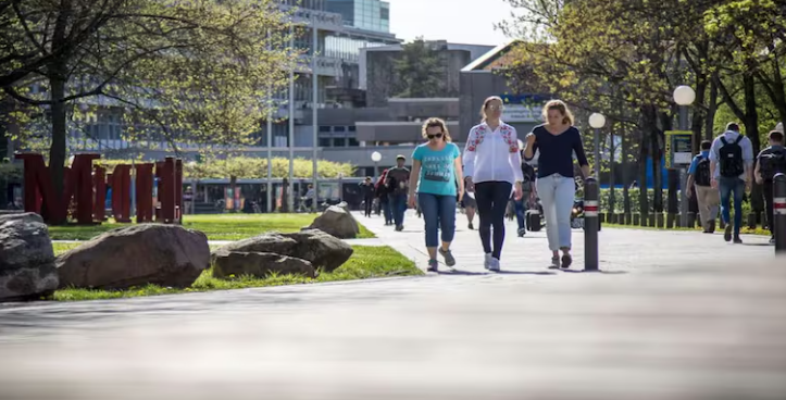 Heidelberg University campus with students walking