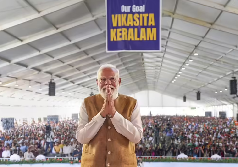 Prime Minister Narendra Modi addressing a rally in Kerala